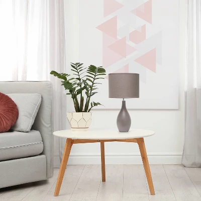 18.11" Traditional Standard Ceramic Dewdrop Table Desk Lamp With Matching Fabric Shade Gray - Creekwood Home 6 18.11" Traditional Standard Ceramic Dewdrop Table Desk Lamp With Matching Fabric Shade Gray - Creekwood Home - Image 4