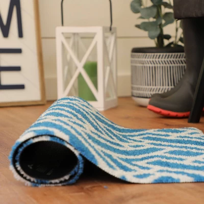 2'x3' ColorStar Deco Grid Door Mat Sapphire - Bungalow Flooring 6 2'x3' ColorStar Deco Grid Door Mat Sapphire - Bungalow Flooring - Image 4