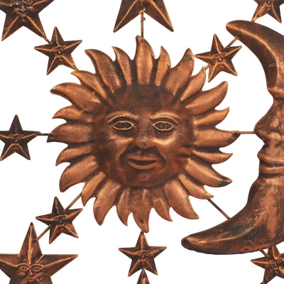 Metal Sun And Moon Indoor Outdoor Wall Decor With Stars Bronze - Olivia & May 7 Metal Sun And Moon Indoor Outdoor Wall Decor With Stars Bronze - Olivia & May - Image 5