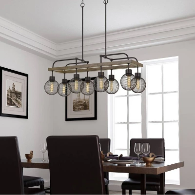 39.5" X 14.75" Metal Forio Chandelier With Mesh Round Shade Brown - Cal Lighting 3 39.5" X 14.75" Metal Forio Chandelier With Mesh Round Shade Brown - Cal Lighting