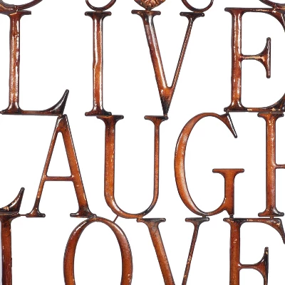 28" X 21" Traditional Metal Live Laugh Love Wall Décor Brown - Olivia & May 10 28" X 21" Traditional Metal Live Laugh Love Wall Décor Brown - Olivia & May - Image 8