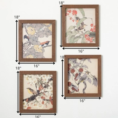 Bird Wall Art Multicolor 18"H Wood Set Of 4 4 Bird Wall Art Multicolor 18"H Wood Set Of 4 - Image 3