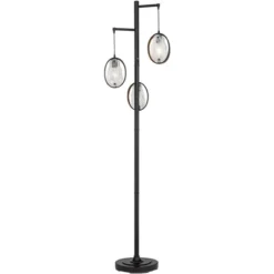 Uttermost Modern Industrial Floor Lamp 73 1/2" Tall Matte Black 3-Light Marbleized Glass Drop Shade For Living Room Reading Family Bedroom Office Home -Home Decoration Shop GUEST 84aa9671 4074 431d 9167 f6fcba32dae1