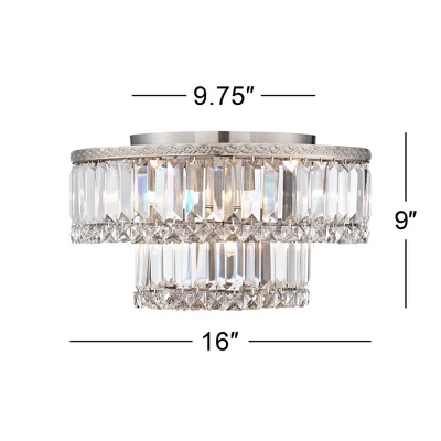 Vienna Full Spectrum Magnificence Modern Ceiling Light Flush Mount Fixture 16" Wide Brushed Satin Nickel Faceted Crystal Glass For Bedroom Living Room 7 Vienna Full Spectrum Magnificence Modern Ceiling Light Flush Mount Fixture 16" Wide Brushed Satin Nickel Faceted Crystal Glass For Bedroom Living Room - Image 5