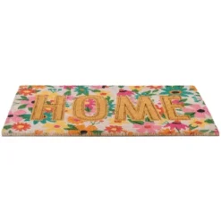 Northlight Pink And Orange Floral "Home" Outdoor Natural Coir Doormat 18" X 30" -Home Decoration Shop GUEST 87aa9775 e08e 403a b7d9 f46ff869a3ff