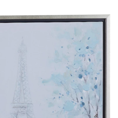 Canvas Eiffel Tower Framed Wall Art With Silver Frame Blue - Olivia & May 6 Canvas Eiffel Tower Framed Wall Art With Silver Frame Blue - Olivia & May - Image 4