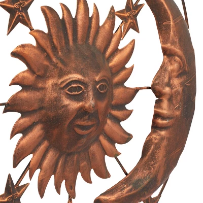 Metal Sun And Moon Indoor Outdoor Wall Decor With Stars Bronze - Olivia & May 4 Metal Sun And Moon Indoor Outdoor Wall Decor With Stars Bronze - Olivia & May - Image 2