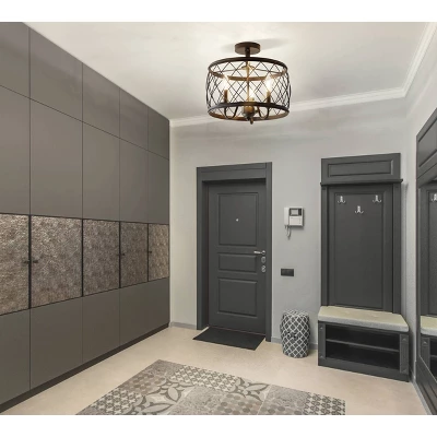 15" Eleanor Metal LED Semi Flush Mount Ceiling Light Black (Includes Energy Efficient Light Bulb) - JONATHAN Y 6 15" Eleanor Metal LED Semi Flush Mount Ceiling Light Black (Includes Energy Efficient Light Bulb) - JONATHAN Y - Image 4