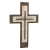 15.8" X 10.2" Decorative Wooden Cross Wall Art Worn White/Brown - Stonebriar Collection