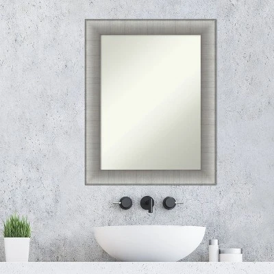 23" X 29" Non-Beveled Elegant Bathroom Wall Mirror Brushed Pewter - Amanti Art 8 23" X 29" Non-Beveled Elegant Bathroom Wall Mirror Brushed Pewter - Amanti Art - Image 6