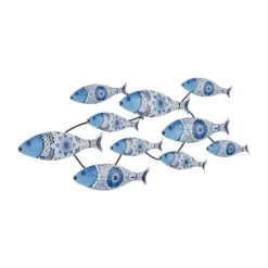 16" X 37" Metal Fish Wall Decor Blue - Olivia & May -Home Decoration Shop GUEST 9050c6e8 17f4 4216 ac9c ee1c6a4891e0