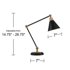 360 Lighting Modern Industrial Desk Table Lamp With USB Charging Port Adjustable 26.75" High Black Antique Brass For Bedroom Bedside Office -Home Decoration Shop GUEST 91d42d2e ec94 4163 8b05 f79768e06f5e