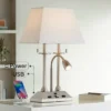 Possini Euro Design Dexter Modern Table Lamp 26" High Brushed Nickel With USB And AC Power Outlet In Base LED Reading Light White Shade For Home Desk -Home Decoration Shop GUEST 92234bc8 c43b 4c85 a59b 684cf24626d2