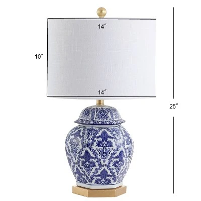 25" Ceramic/Metal Gretchen Ginger Jar Table Lamp (Includes LED Light Bulb) Blue - JONATHAN Y 5 25" Ceramic/Metal Gretchen Ginger Jar Table Lamp (Includes LED Light Bulb) Blue - JONATHAN Y - Image 3