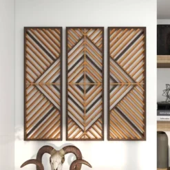 Set Of 3 Wood Geometric Slatted Wood Design Wall Decors Brown - Olivia & May -Home Decoration Shop GUEST 959385e4 d2e2 4cd0 be57 52c83a5a4dc4