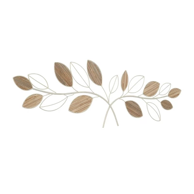 13" X 43" Metal Leaf Wall Decor Brown - Olivia & May 3 13" X 43" Metal Leaf Wall Decor Brown - Olivia & May