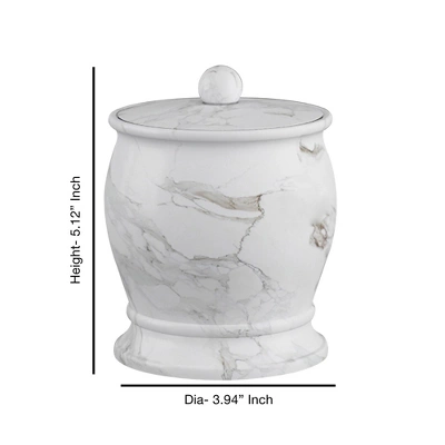 Marble Patterned Compton Q-tip Jar - Nu Steel 3 Marble Patterned Compton Q-tip Jar - Nu Steel