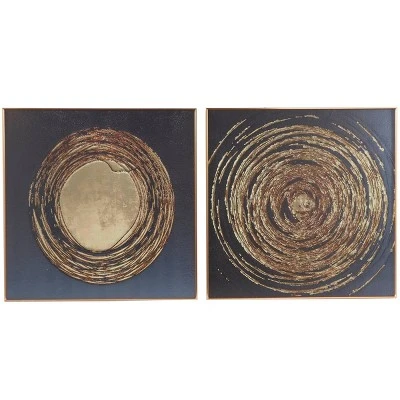 Set Of 2 Porcelain Starburst Swirl Framed Wall Arts With Gold Aluminum Frame - CosmoLiving By Cosmopolitan 3 Set Of 2 Porcelain Starburst Swirl Framed Wall Arts With Gold Aluminum Frame - CosmoLiving By Cosmopolitan