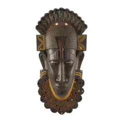 24" X 12" Polystone Mask Primitive African Sculpture Brown - Olivia & May -Home Decoration Shop GUEST 99c8628f 9b37 43f5 9f8e 266aa531a3f0