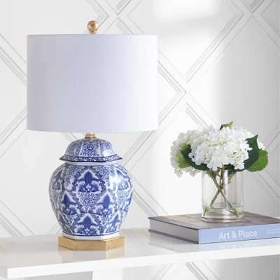 25" Ceramic/Metal Gretchen Ginger Jar Table Lamp (Includes LED Light Bulb) Blue - JONATHAN Y 4 25" Ceramic/Metal Gretchen Ginger Jar Table Lamp (Includes LED Light Bulb) Blue - JONATHAN Y - Image 2