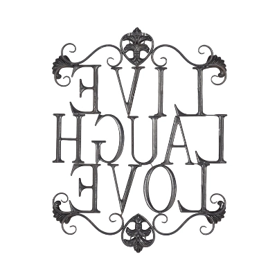28" X 21" Traditional Metal Live Laugh Love Wall Décor Brown - Olivia & May 8 28" X 21" Traditional Metal Live Laugh Love Wall Décor Brown - Olivia & May - Image 6