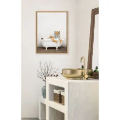 18" X 24" Sylvie Bengal Tiger In Rustic Bath Frame Canvas By Amy Peterson Natural - Kate & Laurel All Things Decor -Home Decoration Shop GUEST 9e253b20 26ae 48c6 b941 250a889a1e87
