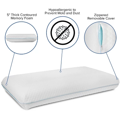 Merrick Lane Queen Size Ventilated Memory Foam Bed Pillow - Cool Gel Infused Memory Foam Pillow For Sleeping 9 Merrick Lane Queen Size Ventilated Memory Foam Bed Pillow - Cool Gel Infused Memory Foam Pillow For Sleeping - Image 7