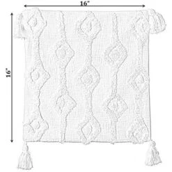 16" Handwoven Cotton Throw Pillow Cover With White Tufted Patterns And Tassel Corners -Home Decoration Shop GUEST a1e9aabb 4c9c 469e 8f18 12b7ab1df759