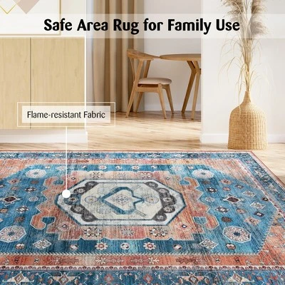 Costway Area Rug 5' X 7' Distressed Vintage Home Carpet Living Room Bedroom Non-Shedding 5 Costway Area Rug 5' X 7' Distressed Vintage Home Carpet Living Room Bedroom Non-Shedding - Image 3