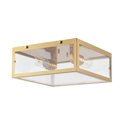 12" LED 2-Light Iron/Glass Grayson Pendant Brass/Gold/Clear - JONATHAN Y 4 12" LED 2-Light Iron/Glass Grayson Pendant Brass/Gold/Clear - JONATHAN Y - Image 2