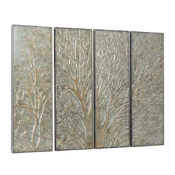 Metal Tree Wall Decor With Embossed Design Set Of 4 Brown - Olivia & May -Home Decoration Shop GUEST b0d0f8b1 1570 4df9 8c94 2314b05c508b