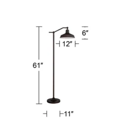 360 Lighting Kayne Rustic Farmhouse Floor Lamp Standing 61" Tall Satin Bronze Metal Downbridge Shade For Living Room Reading Bedroom Office House Home -Home Decoration Shop GUEST b2fa0ce1 d747 4f04 81fc 138ff7fd7fc4