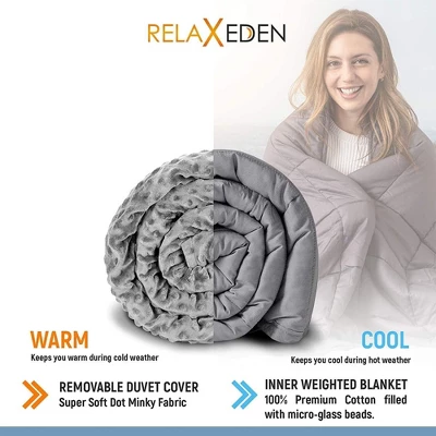 RELAX EDEN Adult Breathable Cotton Weighted Blanket With Removable Grey Duvet Cover, 60 X 80 Inch, 20 Pounds, Made W/Polyester And Glass Beads, Grey 4 RELAX EDEN Adult Breathable Cotton Weighted Blanket With Removable Grey Duvet Cover, 60 X 80 Inch, 20 Pounds, Made W/Polyester And Glass Beads, Grey - Image 2