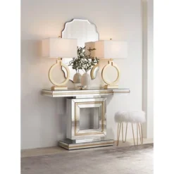 360 Lighting Modern Table Lamps 28 1/2" Tall Set Of 2 With USB Charging Port Brushed Gold Open Ring White Shade For Bedroom Living Room House Bedside -Home Decoration Shop GUEST b41600b8 897e 4d0a b3de e1f7b986bda5