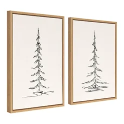 18" X 24" 2pc Sylvie Minimalist Evergreen Trees Sketch Framed Canvas Set By The Creative Bunch Studio - Kate & Laurel All Things Decor