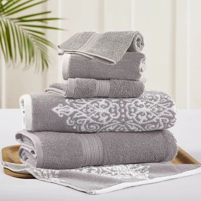 Modern Threads 6 Piece Reversible Yarn Dyed Jacquard Towel Set, Artesia Damask. 6 Modern Threads 6 Piece Reversible Yarn Dyed Jacquard Towel Set, Artesia Damask. - Image 4