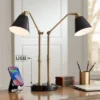 Possini Euro Design Sentry Modern Mid Century Desk Lamp 23" High Black Brass With USB Charging Port LED Adjustable Cone Shade For Bedroom Living Room -Home Decoration Shop GUEST b54ba3a8 fb04 4798 bbf9 ebae1a38c484