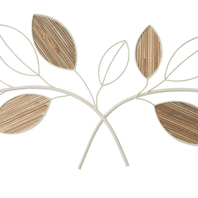 13" X 43" Metal Leaf Wall Decor Brown - Olivia & May 4 13" X 43" Metal Leaf Wall Decor Brown - Olivia & May - Image 2