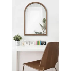 20" X 30" Hutton Wood Framed Arch Decorative Wall Mirror Rustic Brown - Kate & Laurel All Things Decor -Home Decoration Shop GUEST b7c155af 0925 46dd aab8 42ac5447e370
