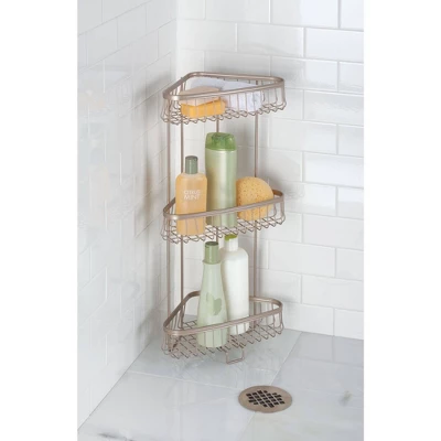 3 Tier York Lyra Shower Shelf Matte Silver - IDESIGN 3 3 Tier York Lyra Shower Shelf Matte Silver - IDESIGN