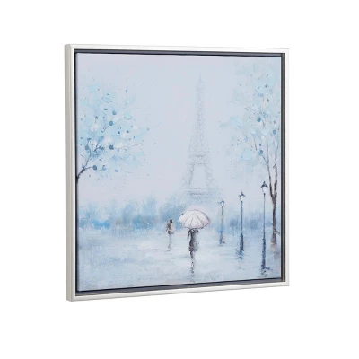 Canvas Eiffel Tower Framed Wall Art With Silver Frame Blue - Olivia & May 7 Canvas Eiffel Tower Framed Wall Art With Silver Frame Blue - Olivia & May - Image 5