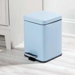 MDesign Small Square Step Trash Can Garbage Bin, Removable Liner, 6L