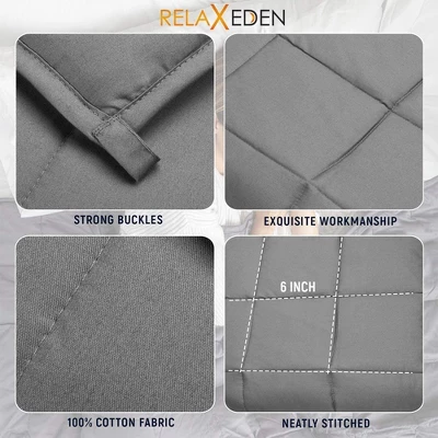 RELAX EDEN Adult Breathable Cotton Weighted Blanket With Removable Grey Duvet Cover, 60 X 80 Inch, 20 Pounds, Made W/Polyester And Glass Beads, Grey 5 RELAX EDEN Adult Breathable Cotton Weighted Blanket With Removable Grey Duvet Cover, 60 X 80 Inch, 20 Pounds, Made W/Polyester And Glass Beads, Grey - Image 3