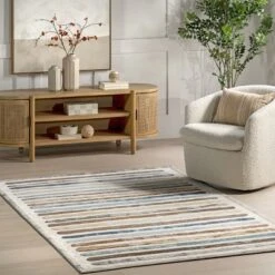 NuLOOM Jenae Multi Striped Machine Washable Area Rug