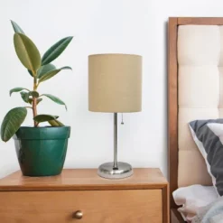19.5" Bedside USB Port Feature Metal Table Desk Lamp Brushed Steel With Tan Fabric Shade - Creekwood Home 14 19.5" Bedside USB Port Feature Metal Table Desk Lamp Brushed Steel With Tan Fabric Shade - Creekwood Home -Home Decoration Shop GUEST bace0f9f 9611 40a8 9734 37eed34ffb34