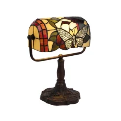Tiffany Style Bankers Lamp With Butterfly Design (Includes LED Light Bulb) - Trademark Global -Home Decoration Shop GUEST bc470588 9771 456a 9a17 3bea439a655c