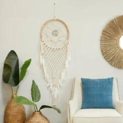 Cotton Macrame Handmade Intricately Woven Dreamcatcher Wall Decor With Beaded Fringe Tassels White - Olivia & May -Home Decoration Shop GUEST c0e8ca5c 130a 4770 933a 62fd1194d001