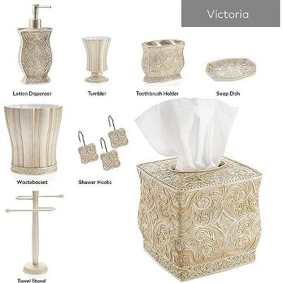 Creative Scents Beige Victoria Bathroom Accessories Set 8 Creative Scents Beige Victoria Bathroom Accessories Set - Image 6