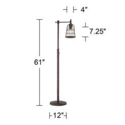Franklin Iron Works Averill Rustic Farmhouse Industrial Downbridge Floor Lamp 61" Tall Oiled Bronze LED Seedy Glass Shade For Living Room Reading Home -Home Decoration Shop GUEST c1ad2d2e 09da 4798 bc55 e9838388f9b9