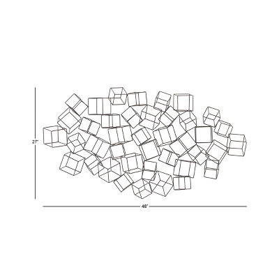 Metal Geometric 3D Square Wall Decor Black - Olivia & May 4 Metal Geometric 3D Square Wall Decor Black - Olivia & May - Image 2